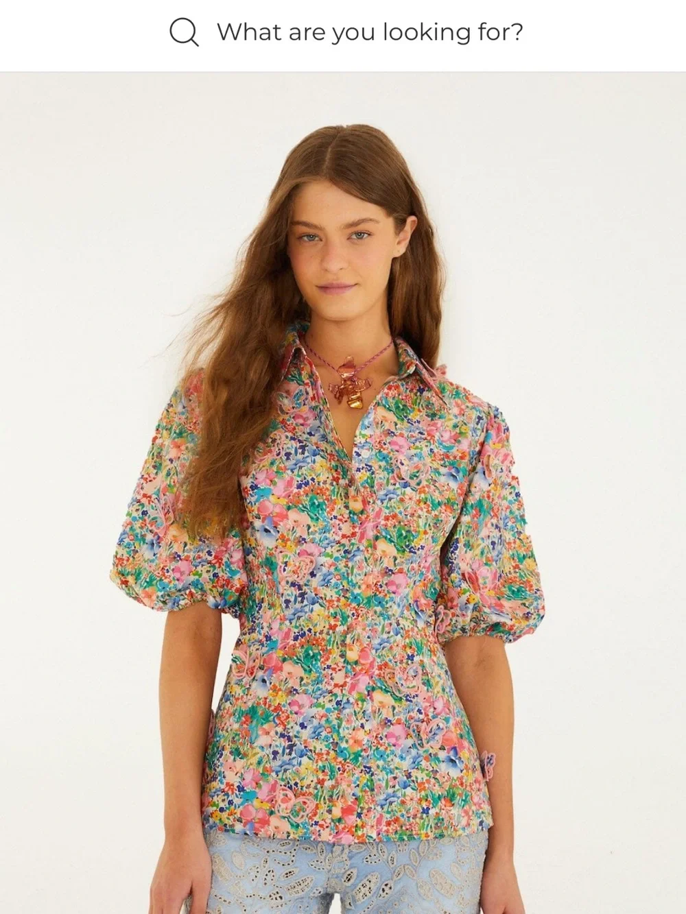 Farm Rio Peasant Floral Blouse. Made from cotton poplin with 3D butterflies